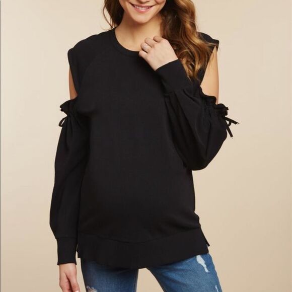 Jessica Simpson Maternity Sweatshirt‎ Crew Neck Black Size Small - Picture 1 of 8